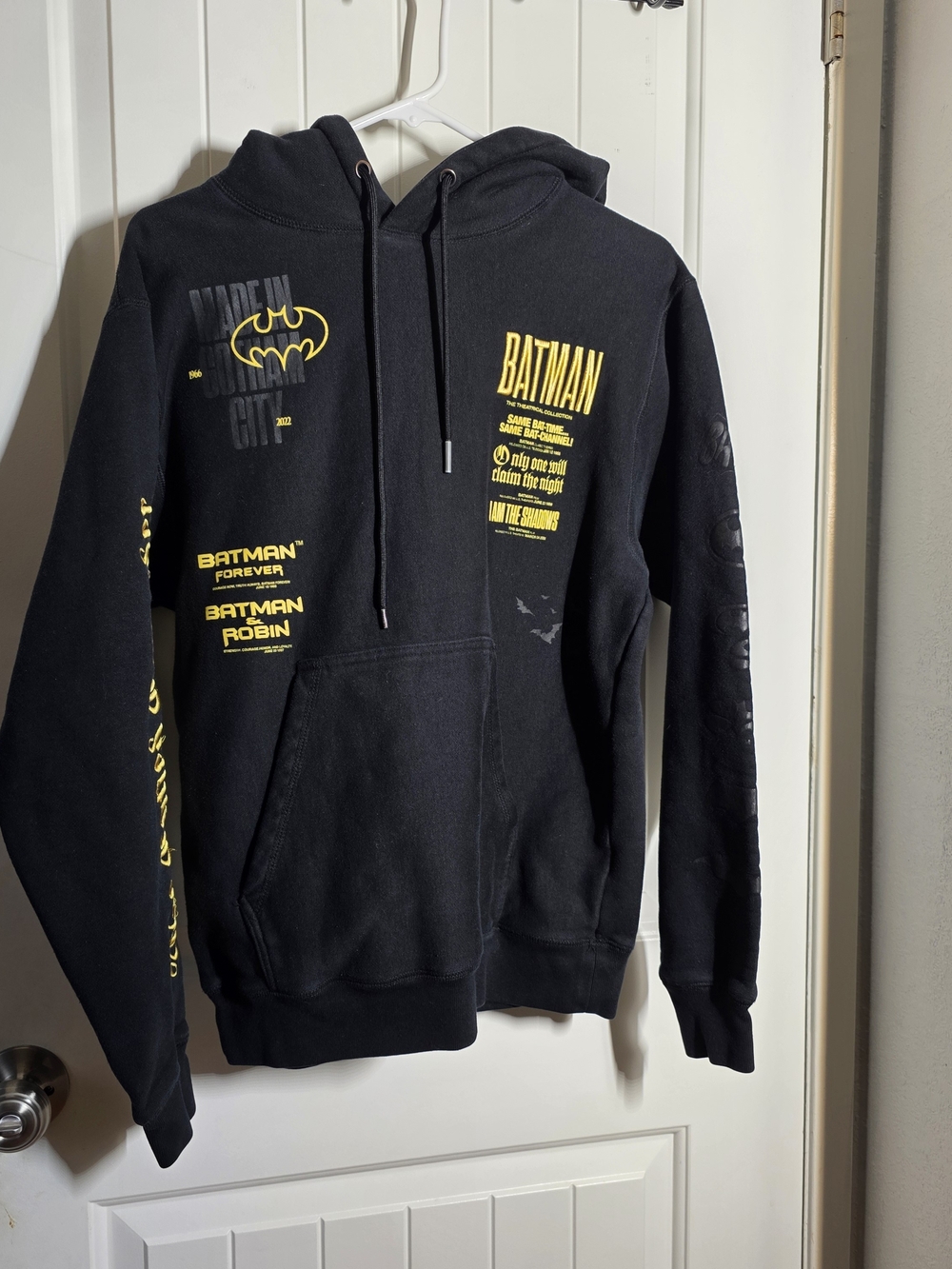 Batman Black Pullover Hoodie with Yellow Graphics